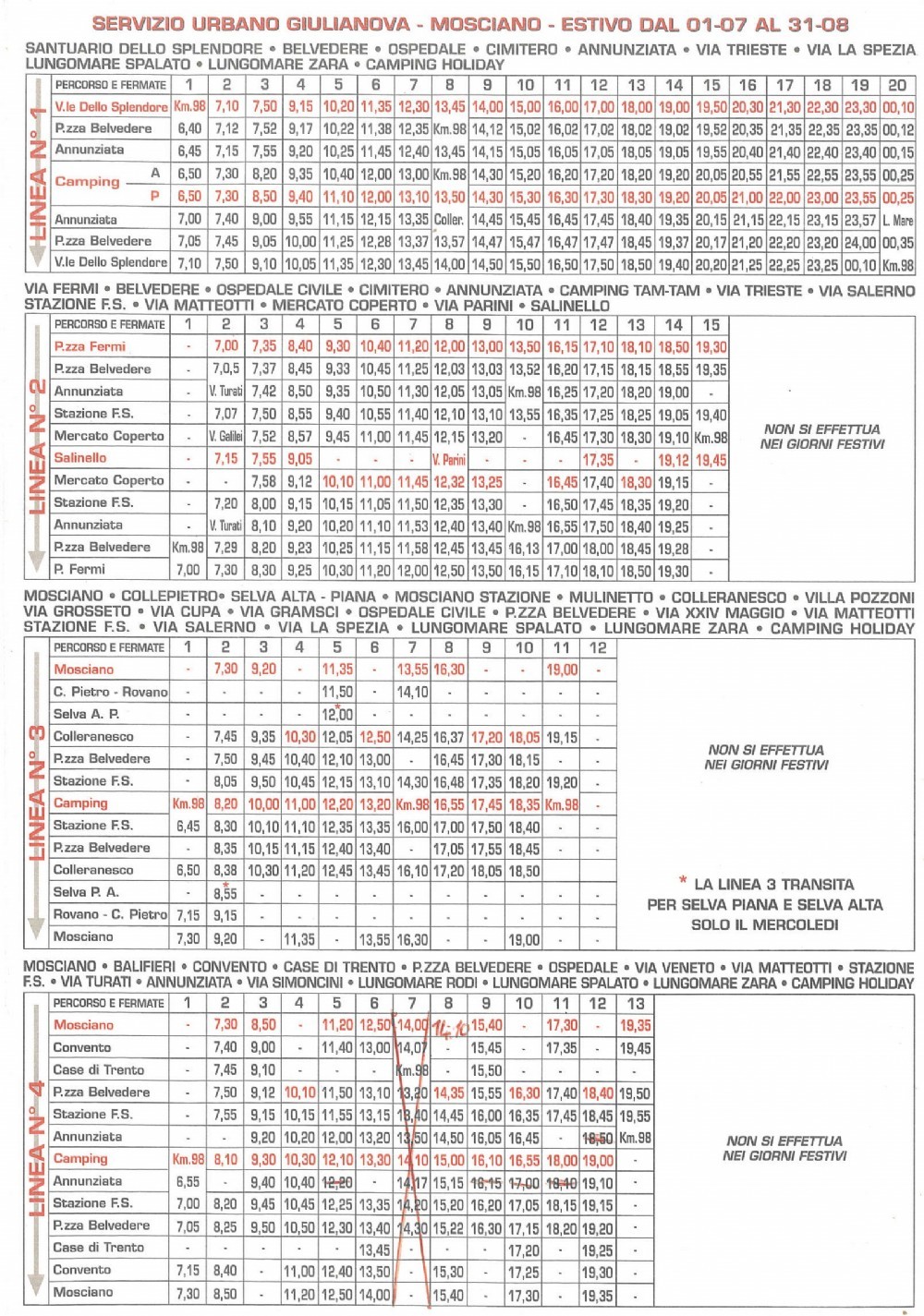 Servizio Urbano Estivo 01/07 al 31/08/2024
